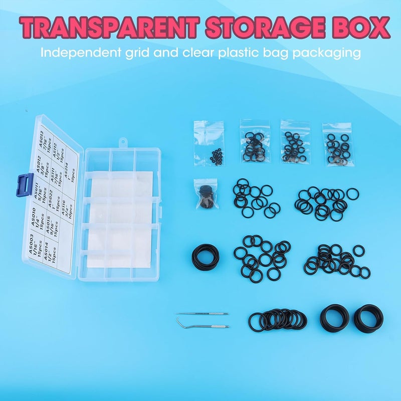Dawitrly Scuba O Ring Kit 170 Pcs, FKM90 Scuba Diving O Rings with 2 Stainless Steel O-Ring Pick Set for Accurate Selection, Removal and Replacement for Dive Hose Diving Tank Scuba Gear - Image 3